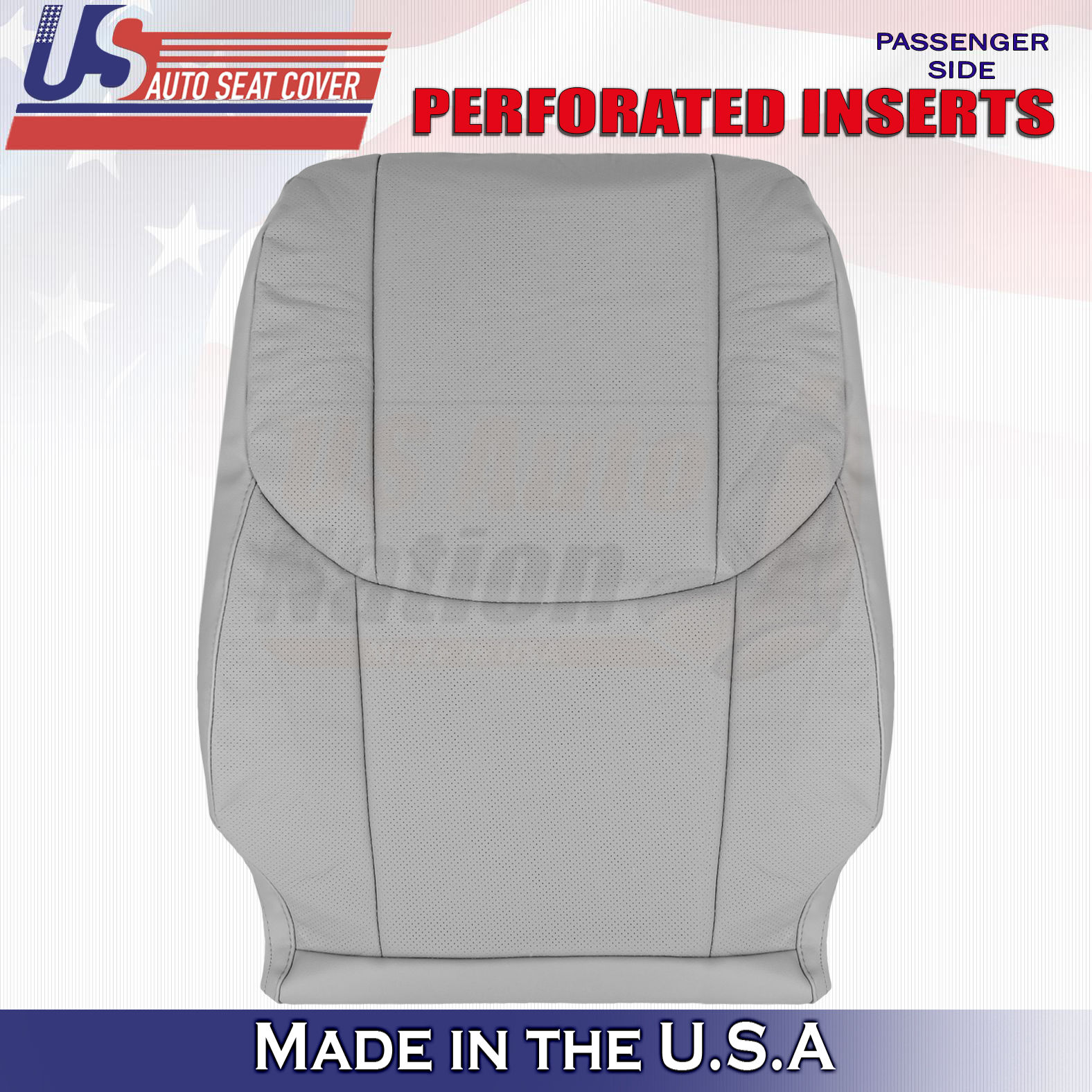 2005-2012 Toyota Avalon Passenger Top Leather seat Cover Lt Gray-Perforated