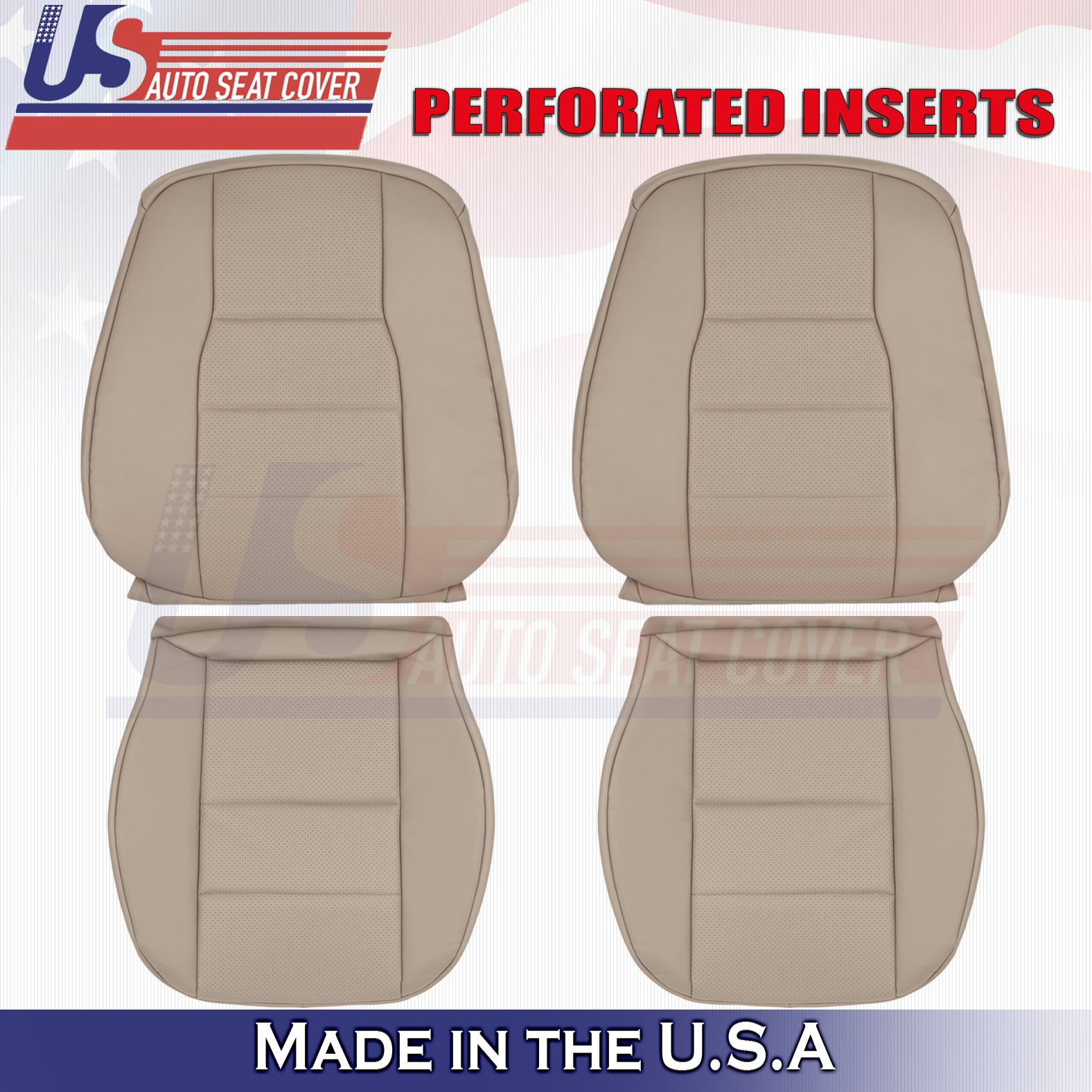 2008-2014 Mercedes C300 Driver/Passenger Top/Bottom Leather seat Cover Tan