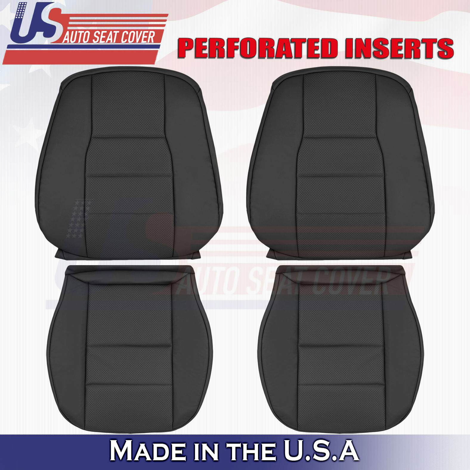 2008-2014 Mercedes C300 Driver/Passenger Top/Bottom Leather seat Cover Black