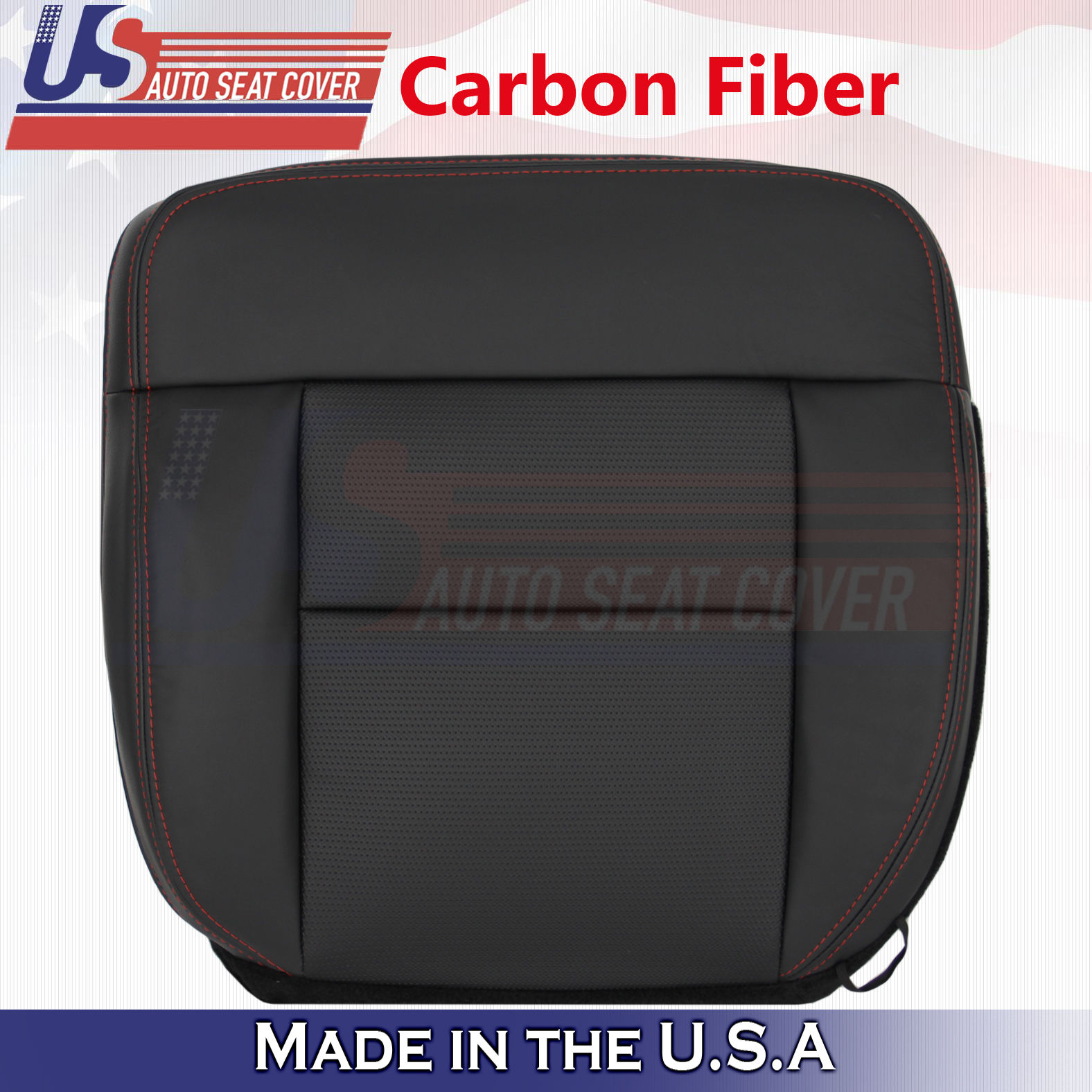 2004-2008 Ford F-150 Sport Driver Bottom Leather Seat Cover Black/red stitch