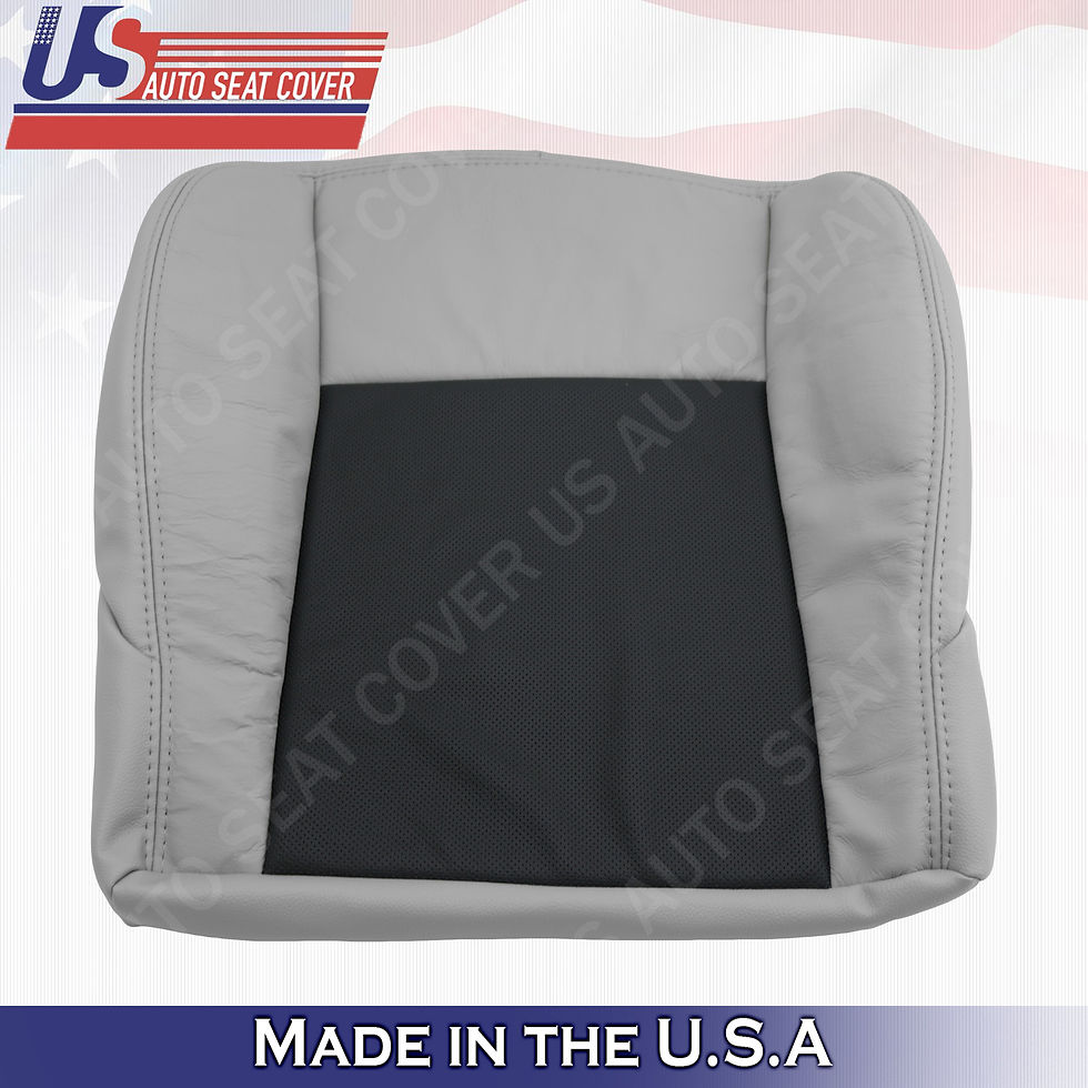 Thumbnail: 2003-07 Cadillac CTS Passenger Bottom Perforated Leather Seat Cover Black/Gray