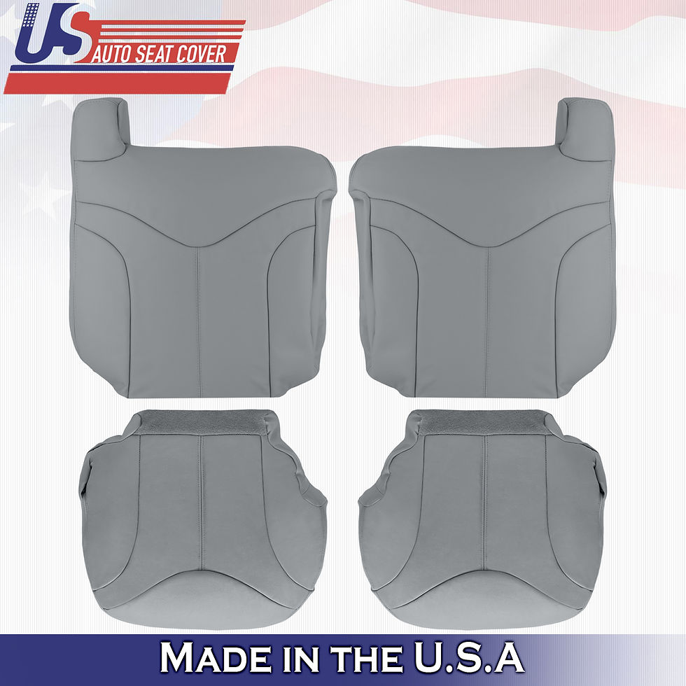 1999 2000 GMC Yukon XL SLT SLE Front 2x Top & 2x Bottom Leather Seat Covers Gray