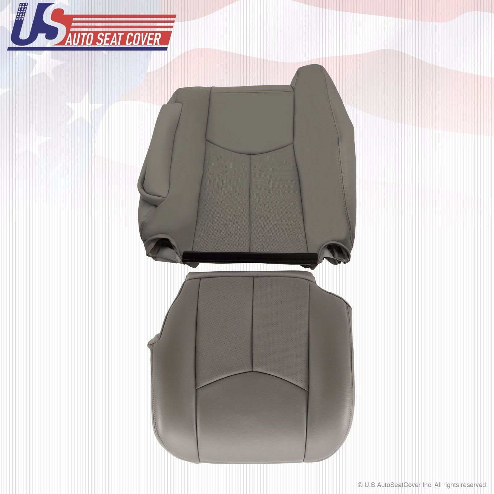 2003 2004 Cadillac Escalade Driver Bottom & Lean Back Leather Seat Covers Gray