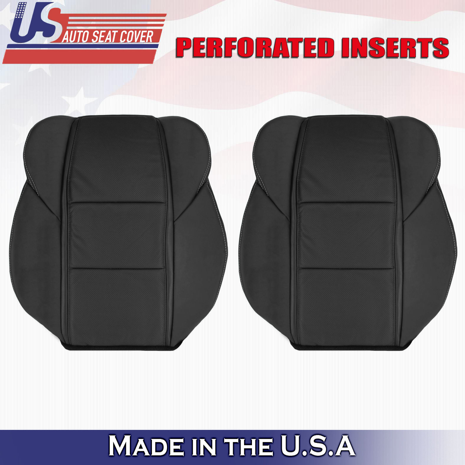 2014 ACURA TL DRIVER-PASSENGER TOPS IN LEATHER BLACK PERFORATED WHITE STITCH