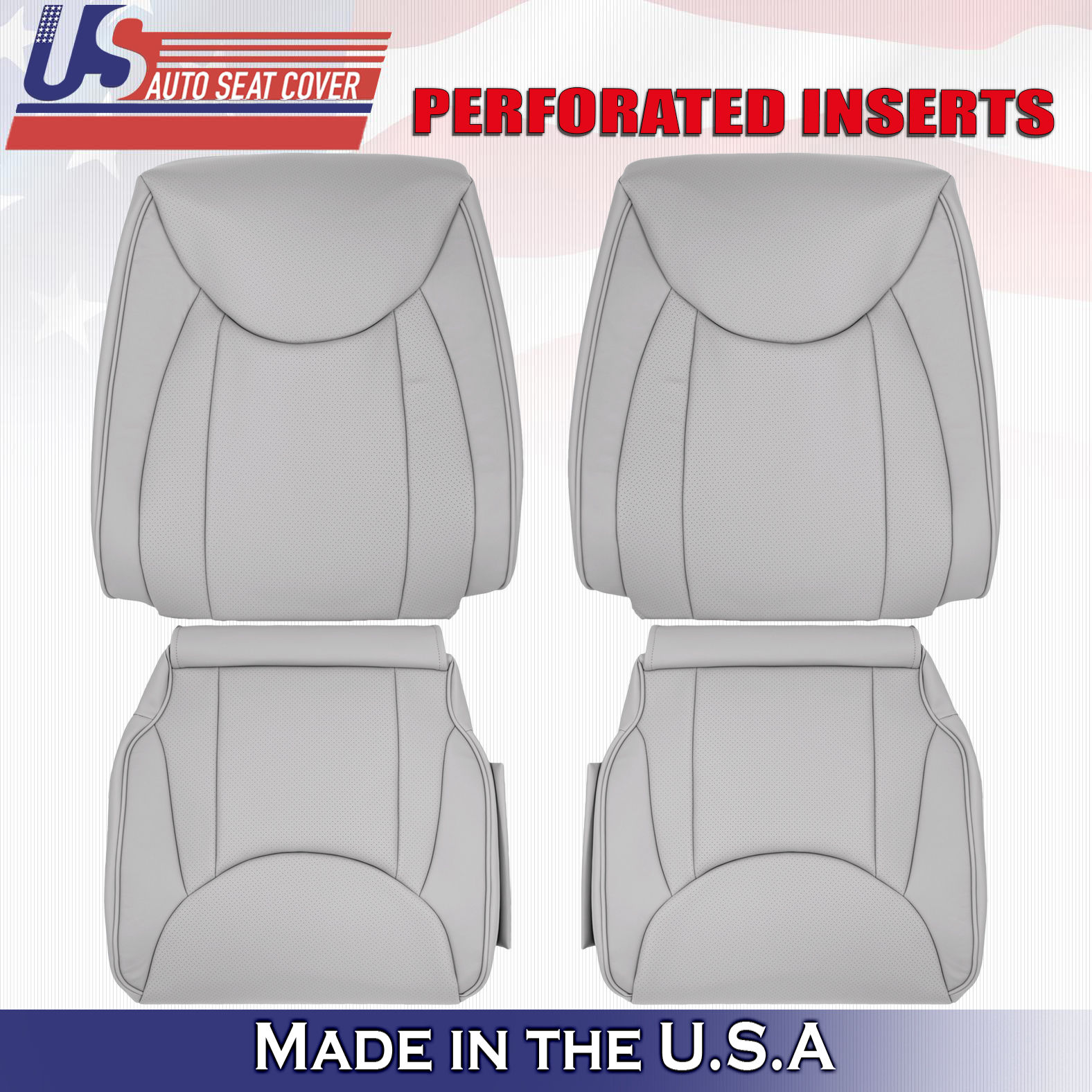 2001-2006 Lexus LS430 Driver-Passenger Tops & Bottoms in Leather Perforated Gray