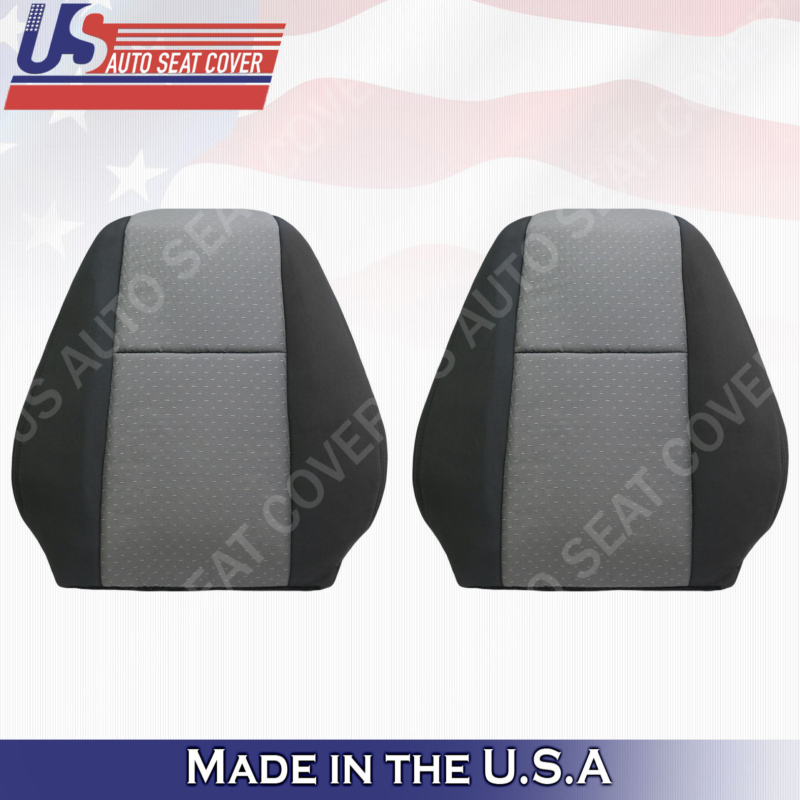 2007-2014 Chevy Silverado WT TOPS Cloth Seat Cover 2tone Ebony/Titanium