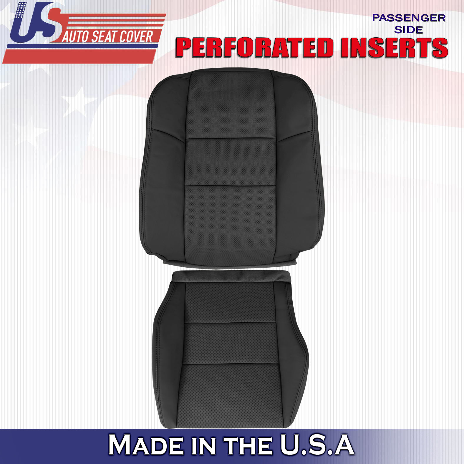 2007 - 2012 FITS Acura RDX PASSENGER Bottom & Top Perforated Leather Cover Black
