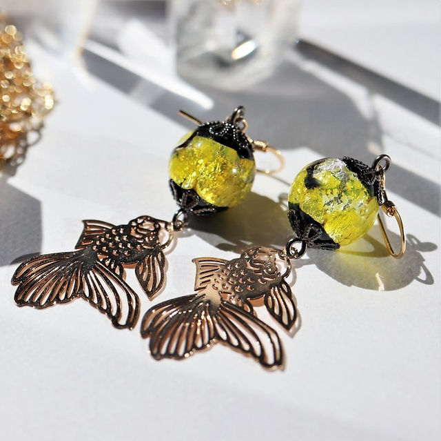 okinawa earrings goldfishes