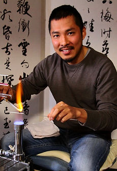 Artist takashi firing glass beads