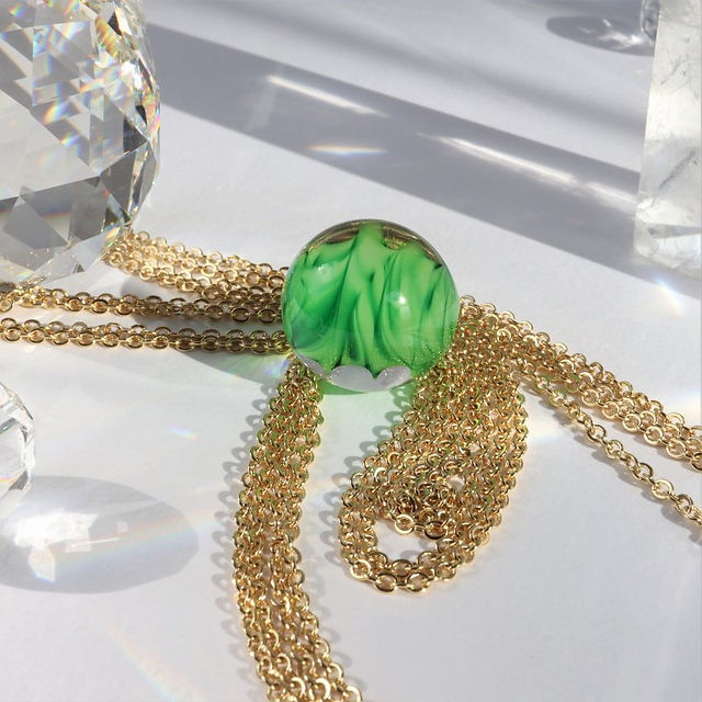 Osaka lamp work glass bead green