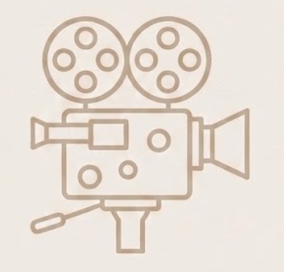 Vintage movie camera icon for cinematic videography.