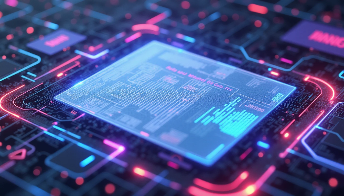 Futuristic AI scanner analyzing digital receipts with glowing data streams, symbolizing fraud detection and secure expense management