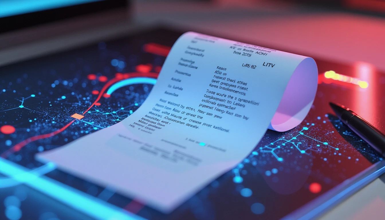 Digital receipt on sleek interface with AI fraud detection diagram glowing in neon, symbolizing advanced expense auditing