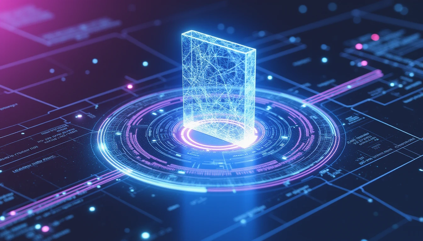 Neon-glowing digital shield analyzing data trails with AI-driven forensic tools, symbolizing fraud detection and security in insurance.