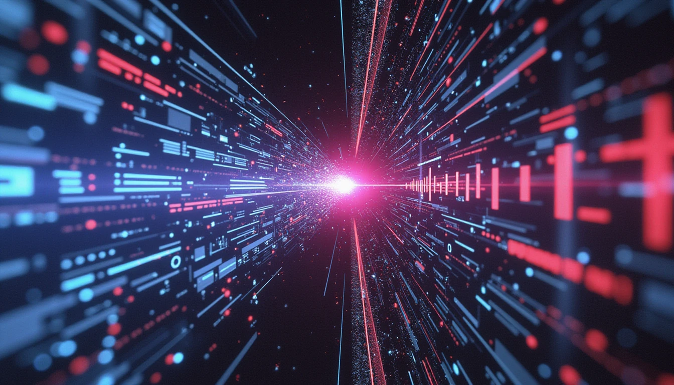Abstract neon-glowing AI interface analyzing insurance fraud, highlighting anomalies with precision, symbolizing trust and security.