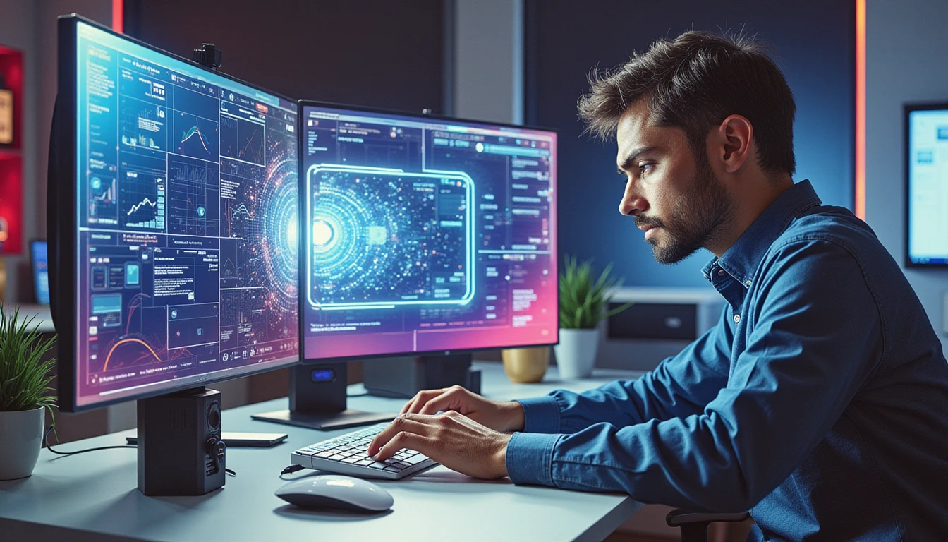 Insurance analyst reviews claims on futuristic interface with glowing AI anomaly map and digital shield blocking deepfake fraud.