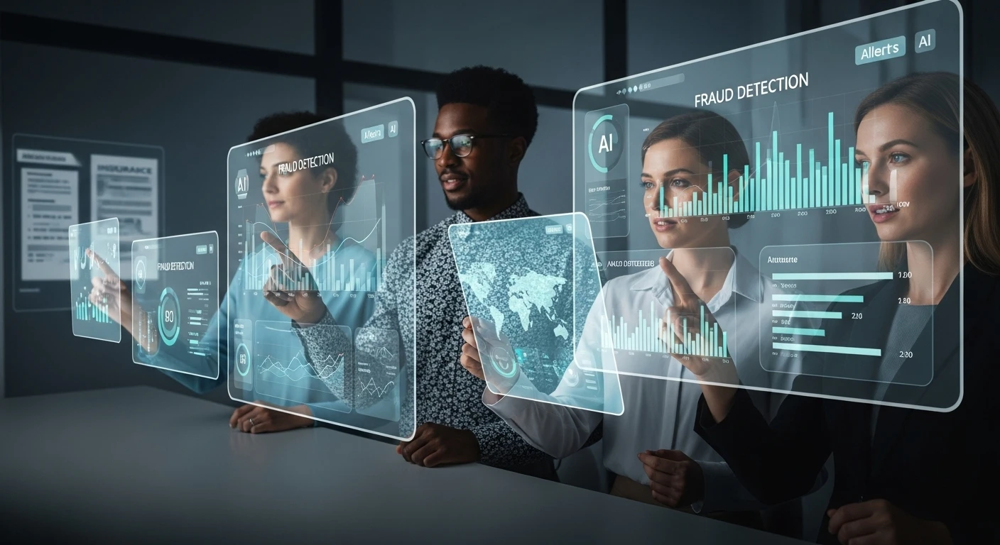 AI-driven interface analyzing insurance documents for fraudulent elements, highlighting advancements in automated document fraud detection insurance.