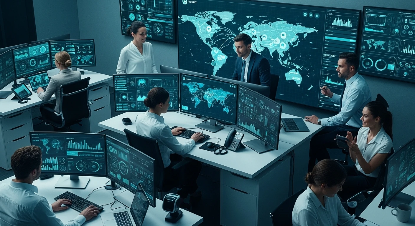 Digital transactions on multiple screens highlight real-time fraud detection, emphasizing security in modern digital interactions.