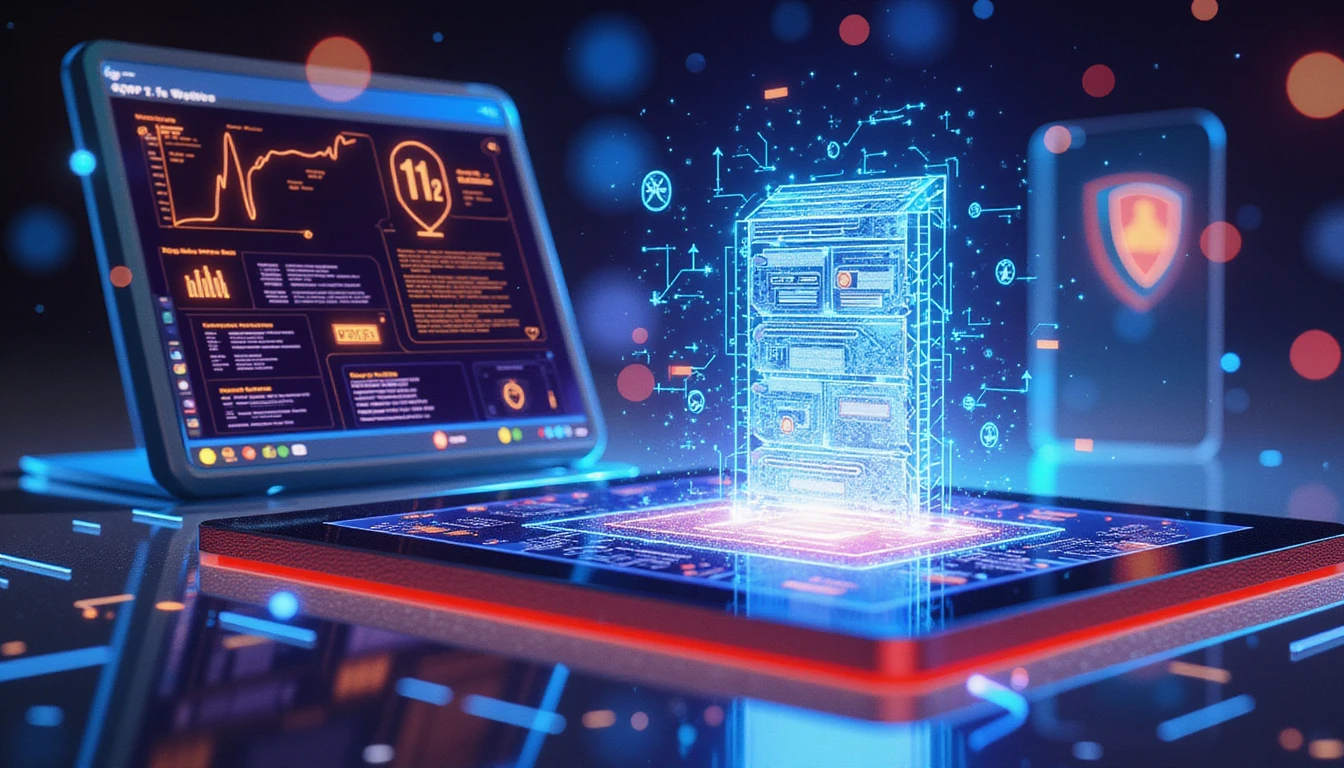AI-driven expense management interface with real-time fraud detection, holographic data, and security-focused visual elements