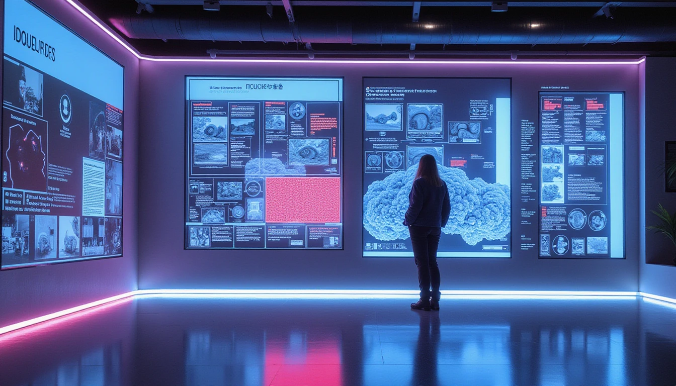 Futuristic insurance office at night with AI-driven fraud detection on glowing transparent displays and flagged image anomalies