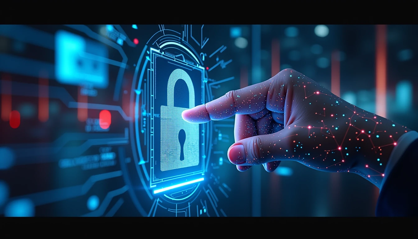 Futuristische KI-Oberfläche scannt digitalen Versicherungsanspruch mit Neonlichtern, deckt Betrug durch Anomalien, Datenströme und Vertrauen-Symbole auf