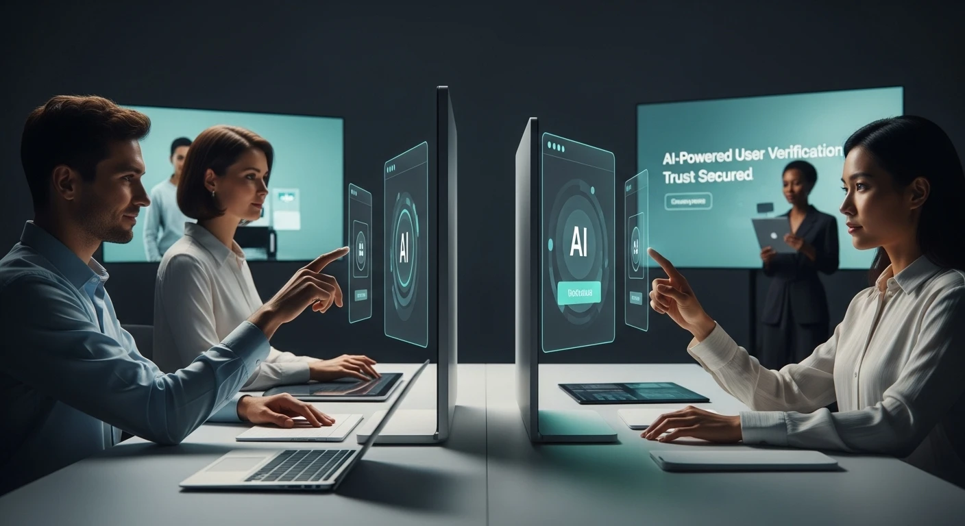 AI-Tools zur Nutzerverifizierung nutzen: Schnittstelle zeigt sicheres E-Commerce-Login, repräsentiert moderne, vertrauenswürdige Markenidentität.