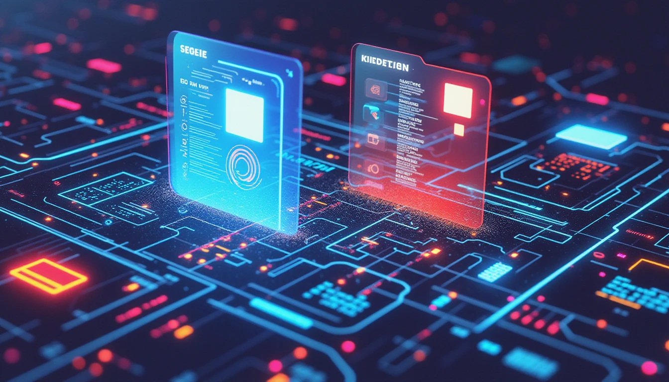 Neon-lit AI interface scanning digital documents with biometric patterns, symbolizing secure automated insurance claim verification