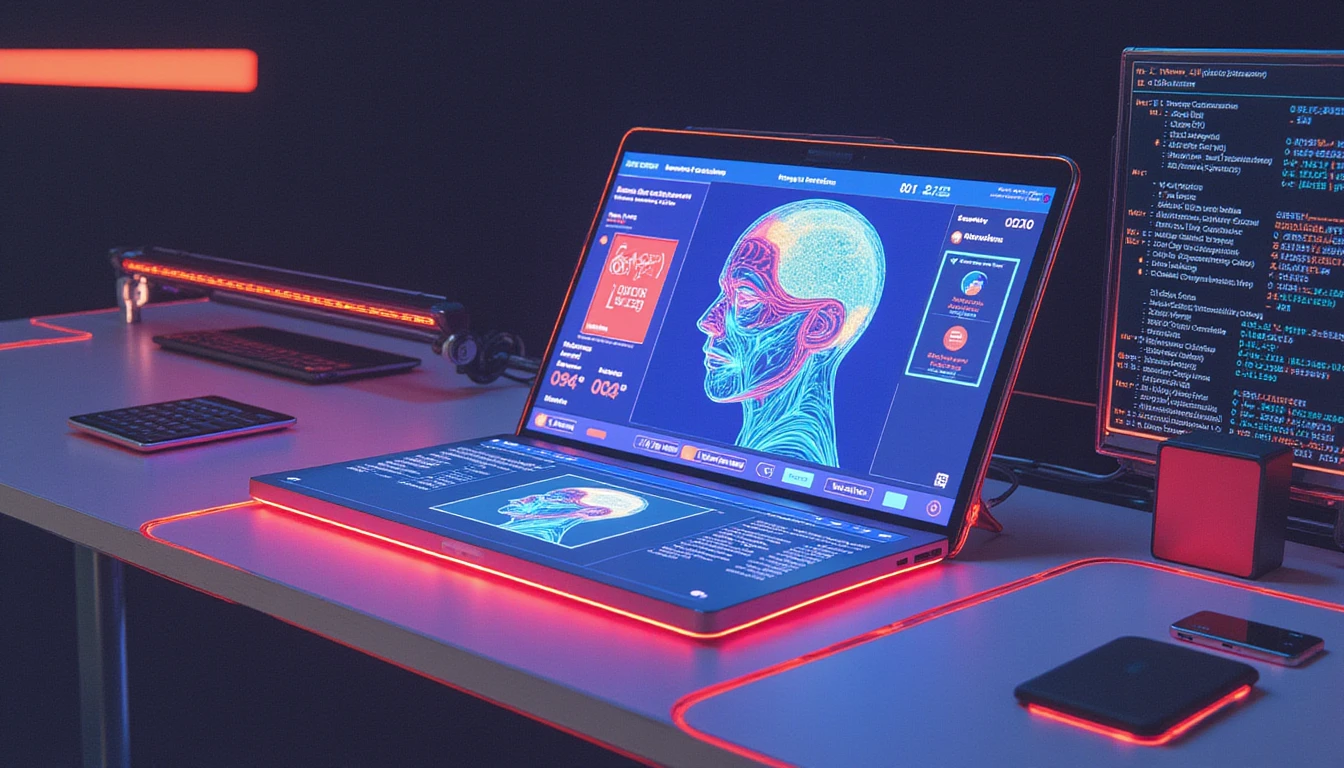 Zukunftsweisendes digitales Betrugserkennungsinterface scannt KI-generierte Fake-Profile mit biometrischer Verifikation, Datenströmen und forensischer Analyse.