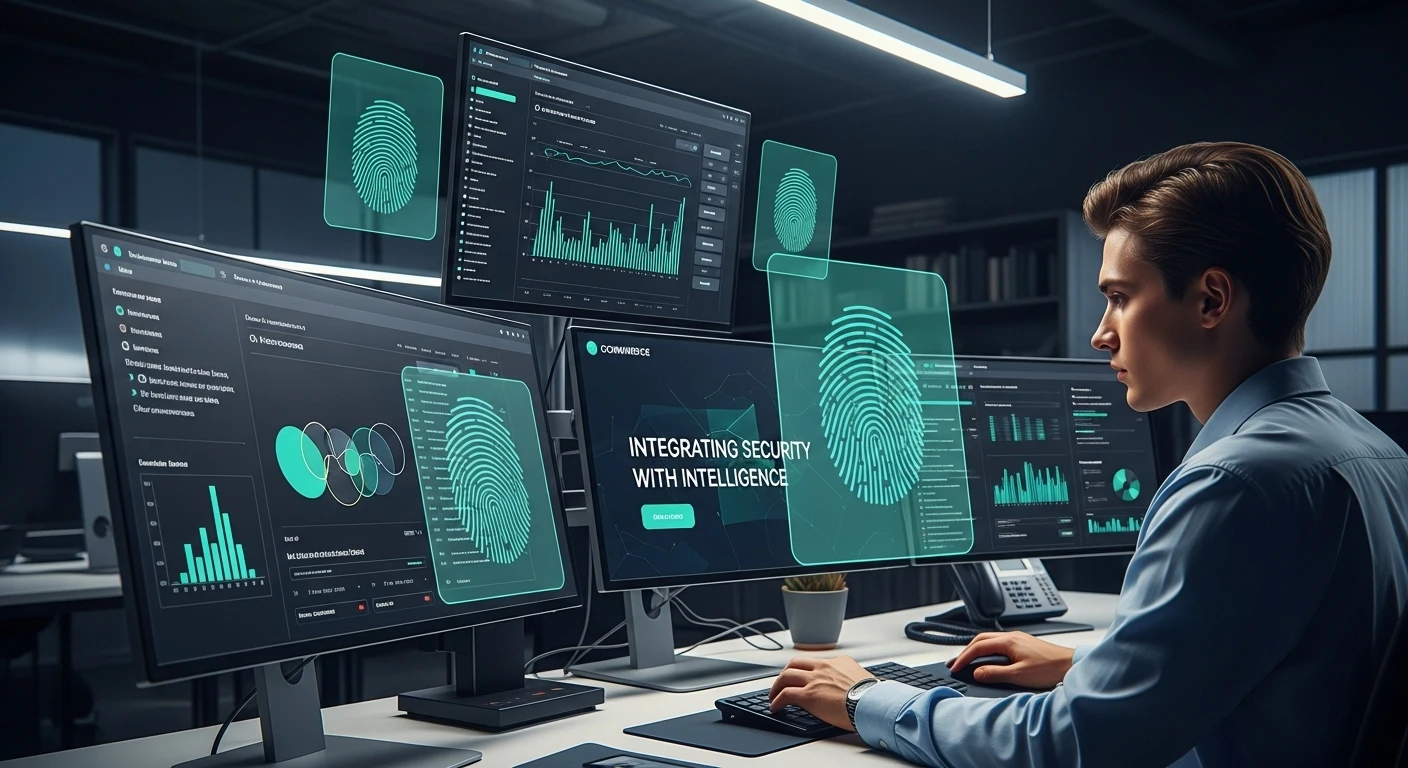 Modern, trustworthy digital interface illustrating AI fraud detection tools seamlessly integrating into ecommerce systems.