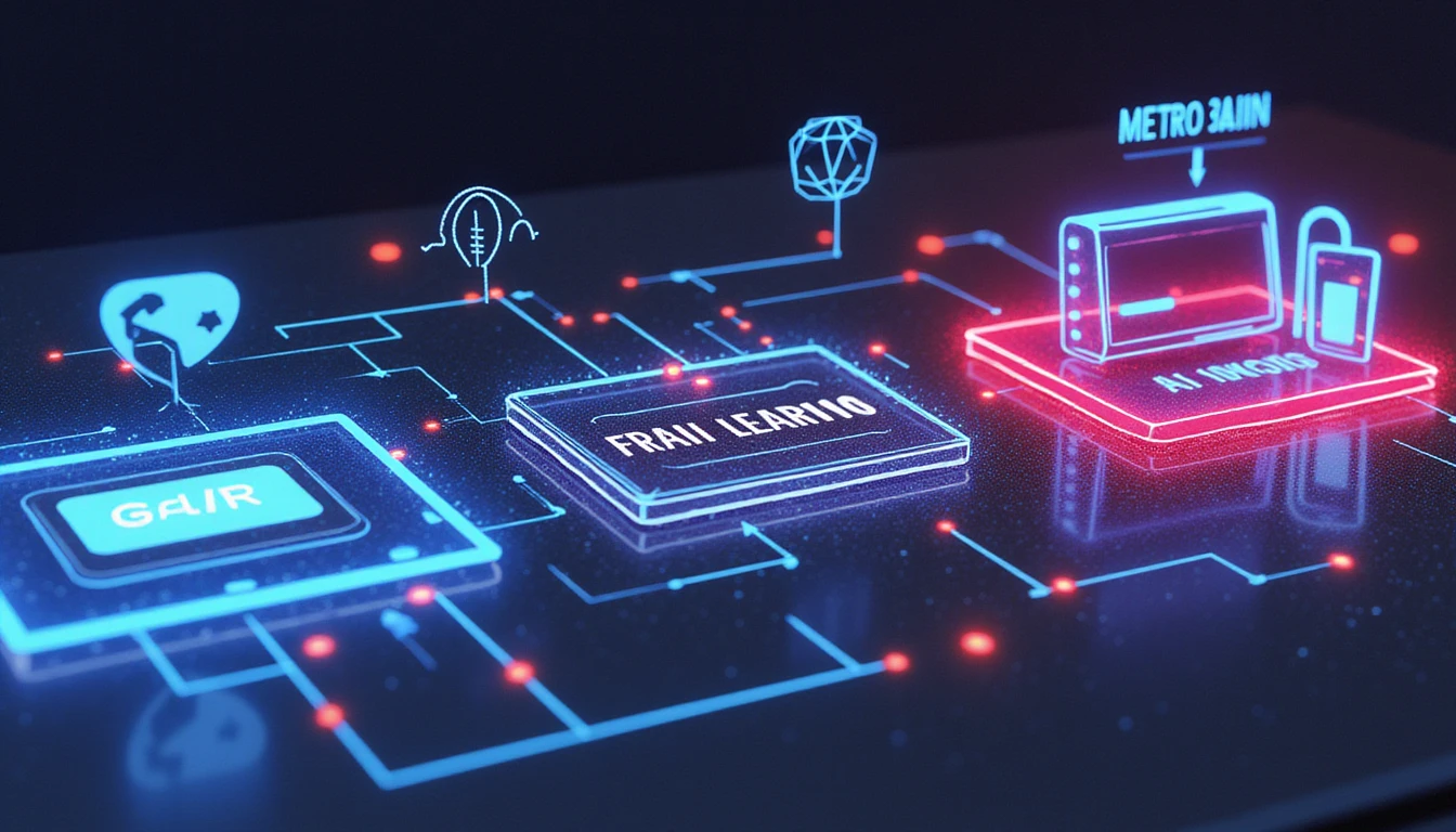 Futuristic neon-glowing diagram of AI-driven forensic deep learning in insurance fraud detection, highlighting security and efficiency.