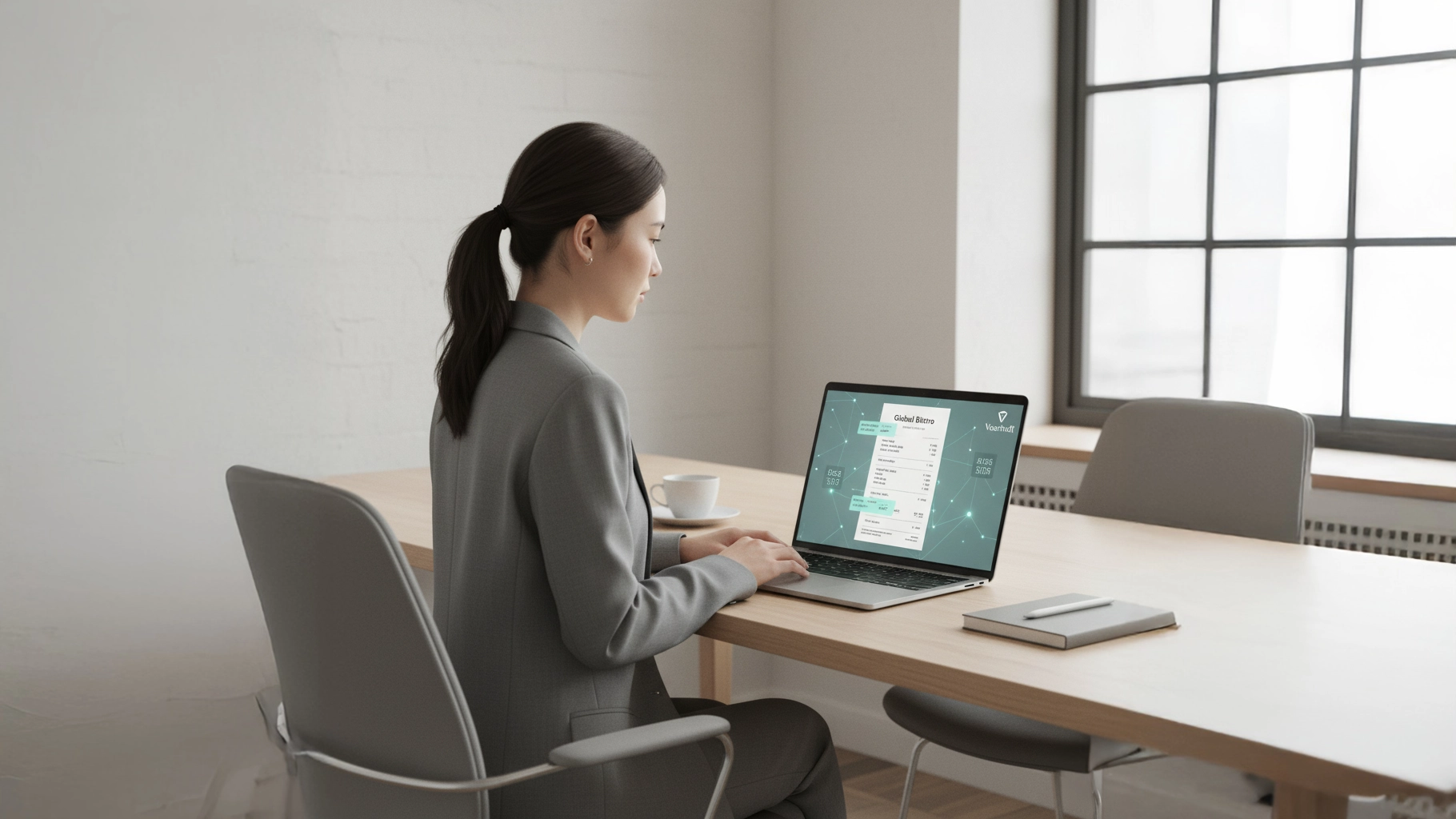 eine schadensmanagerin die dokumente auf echtheit überprüft