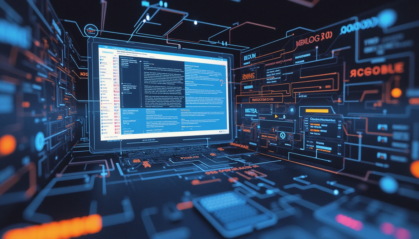 AI-powered forensic analysis visualizes a glowing neural network scanning digital documents, detecting fraud with precision in insurance.