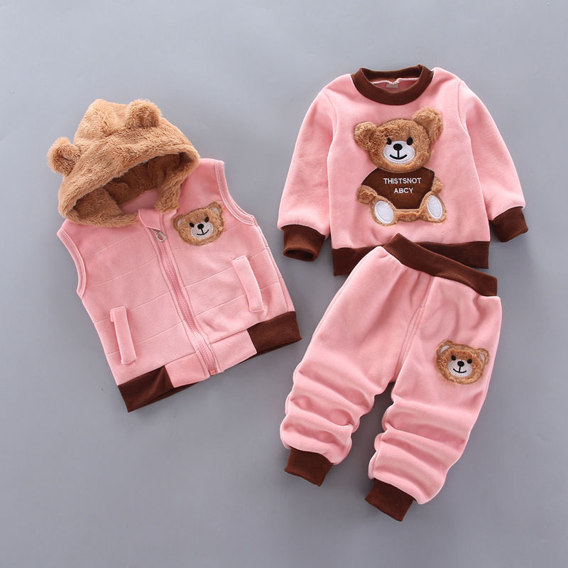 Thumbnail: Baby Boys And Girls Clothing Set Tricken Fleece Children Hooded Outerwear Tops P