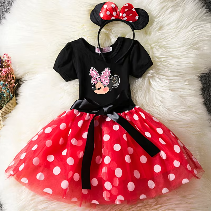 Thumbnail: Mickey Minnie Mouse Baby Girls Cosplay Costume Kids Fancy Polka Dot Dress Prince