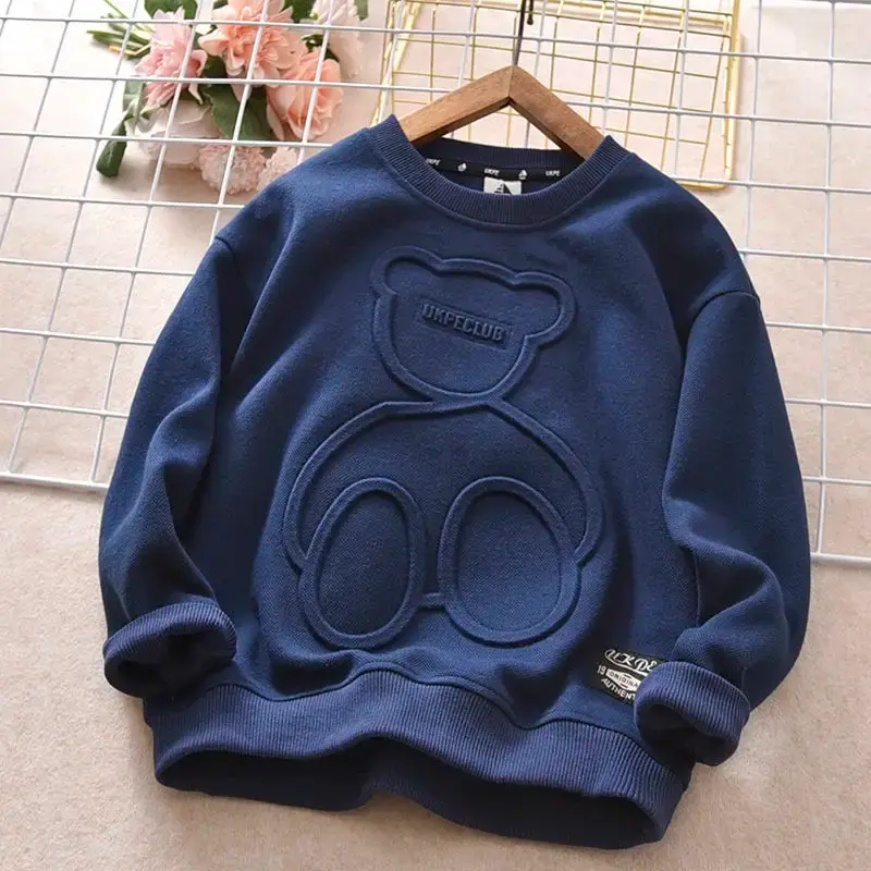 Thumbnail: New Spring Autumn Steel Print Bear Sweatshirt Boys Clothes Teenagers Long Sleeve