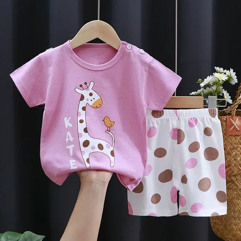 Thumbnail: 2PCS Children's Sets mother Kids Clothes Boys Girl T-shirt Shorts Summer Cotton 