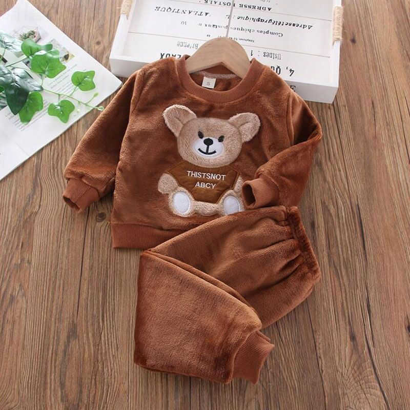 Thumbnail: Baby Boys And Girls Clothing Set Tricken Fleece Children Hooded Outerwear Tops P