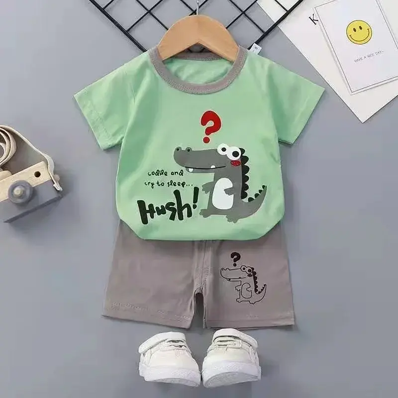 2PCS Children's Sets mother Kids Clothes Boys Girl T-shirt Shorts Summer Cotton