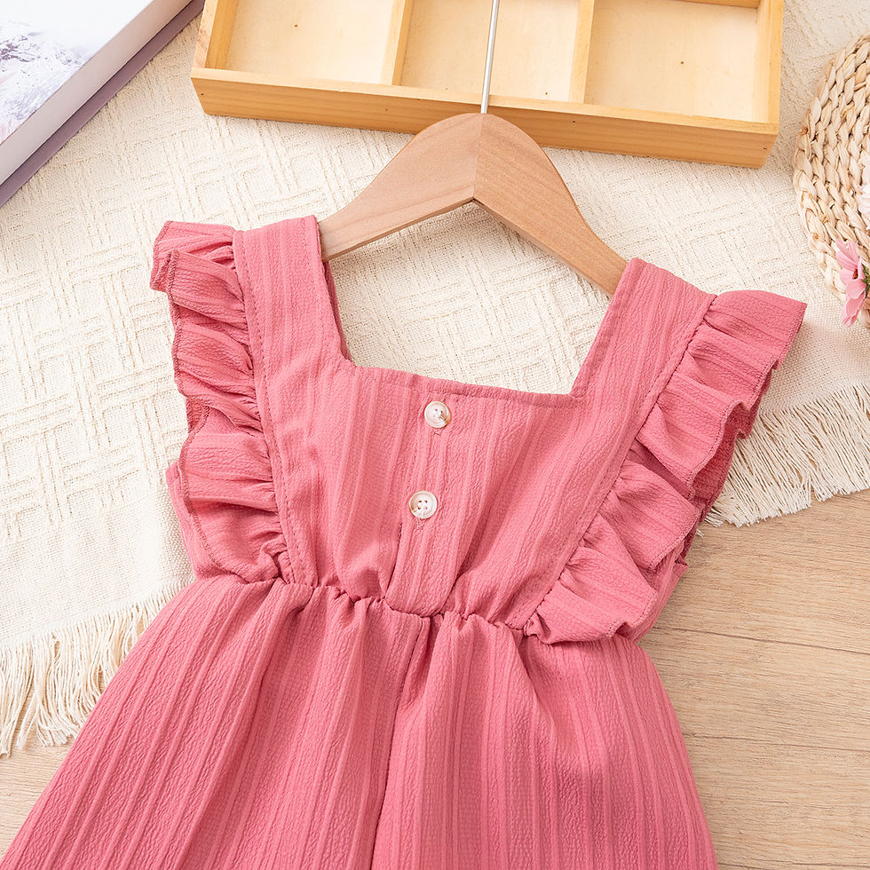 Thumbnail: Girls' summer pure-color versatile jumpsuit, ruffle bowknot jumpsuit, princess s
