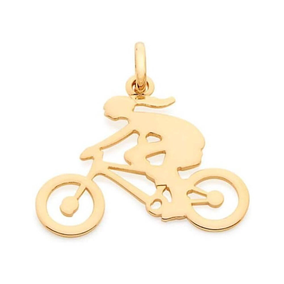 Pingente Folheado a Ouro de ciclista para namorada