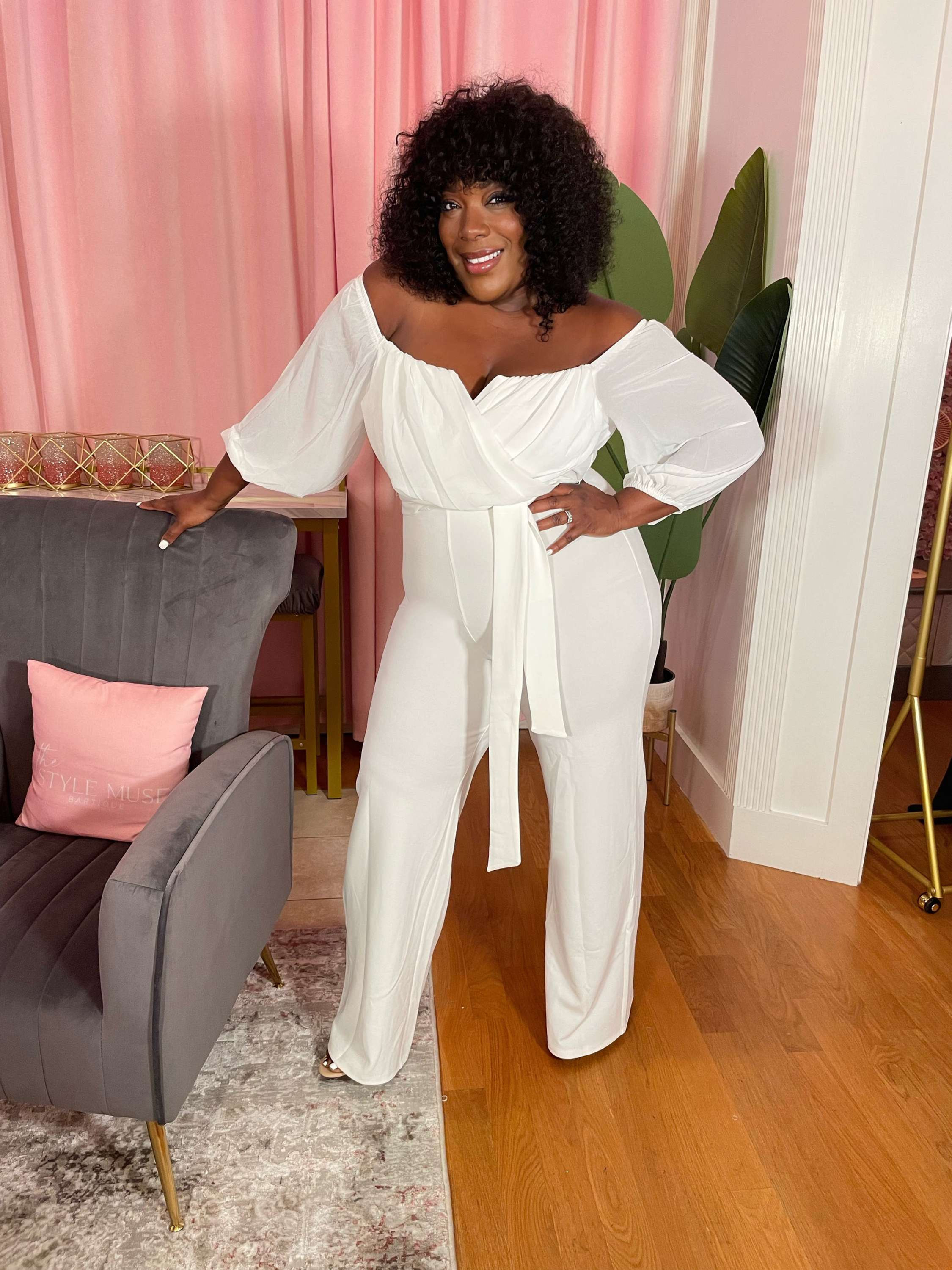 Khloe white plus jumpsuit 