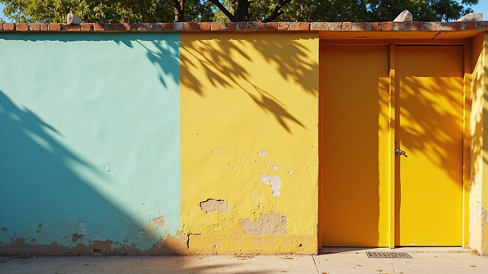 Vista cercana de pared pintada con pintura resistente al clima tropical