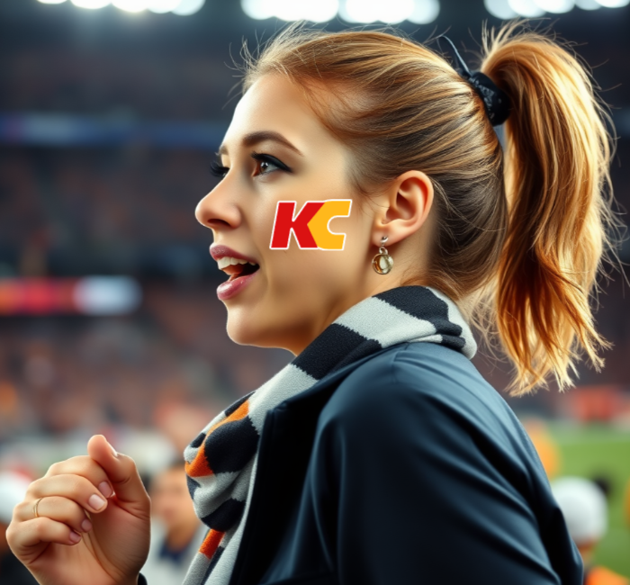 football girl with face sticker