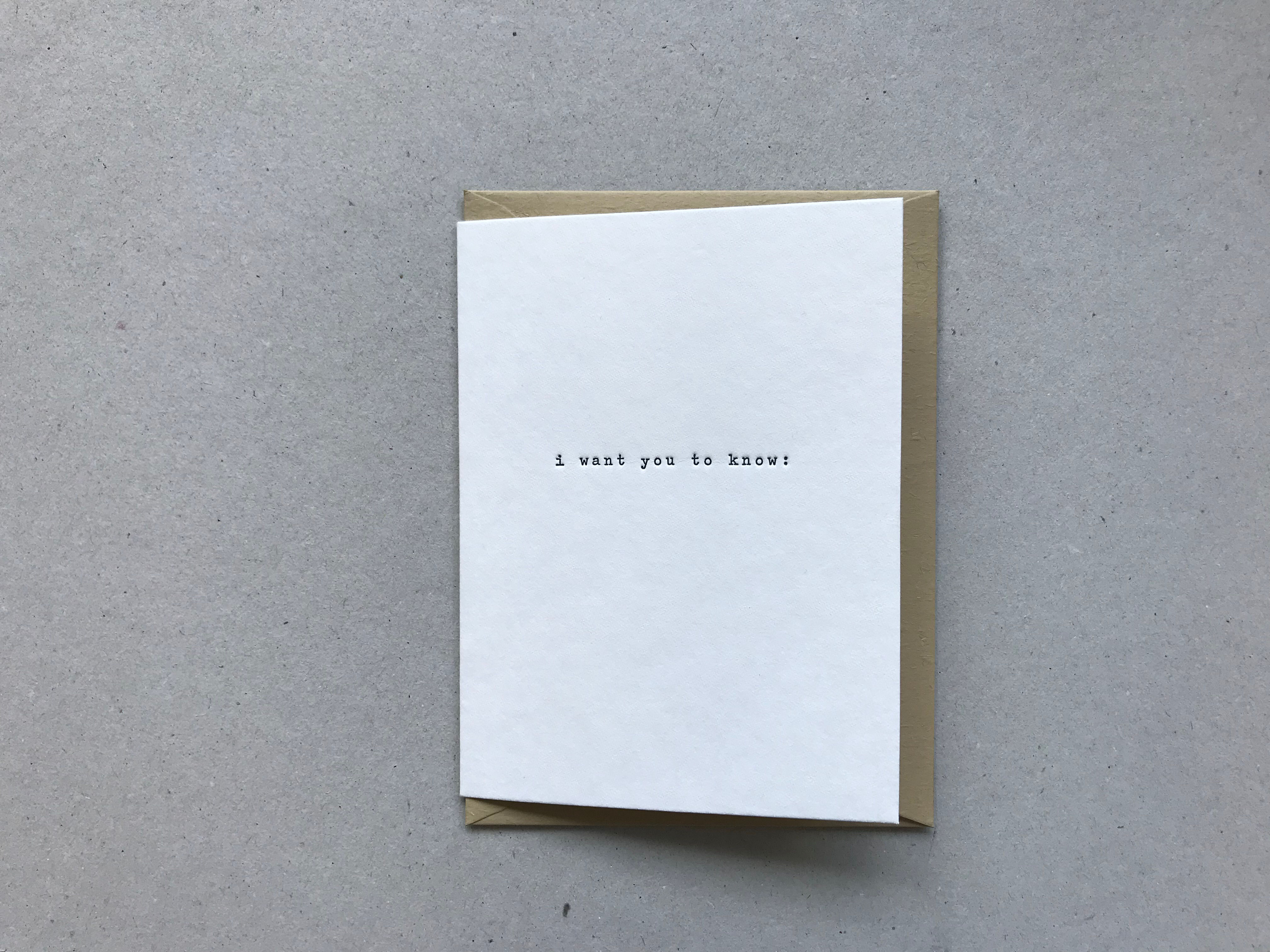 i just want you to know: