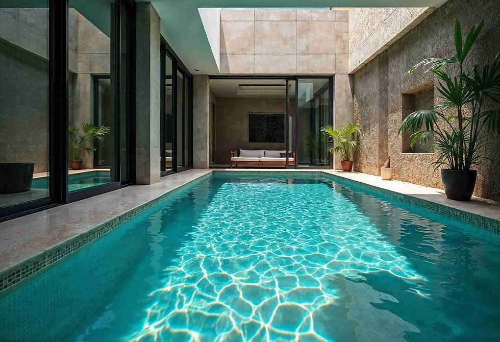 High end luxury swimming pools with modern pool tiles