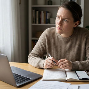 Person experiencing attention challenges while working at a desk, representing Attention Deficit Hyperactivity Disorder (ADHD)