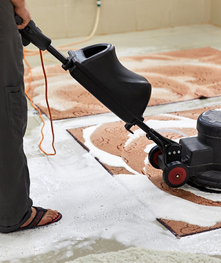 Carpet chemical cleaning with professionally disk machine early spring cleaning regular