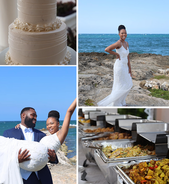 Black couple enjoying their beach wedding event hosted by the hosting company