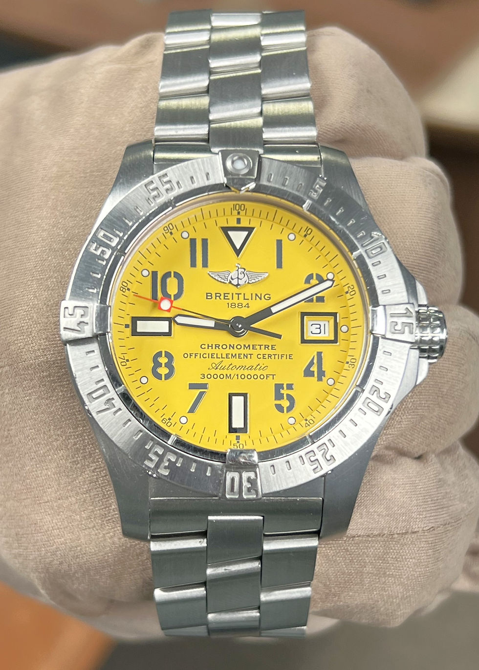 Thumbnail: Breitling Avenger Seawolf A17330 Yellow Dial 3000M BOXES/PAPERS!
