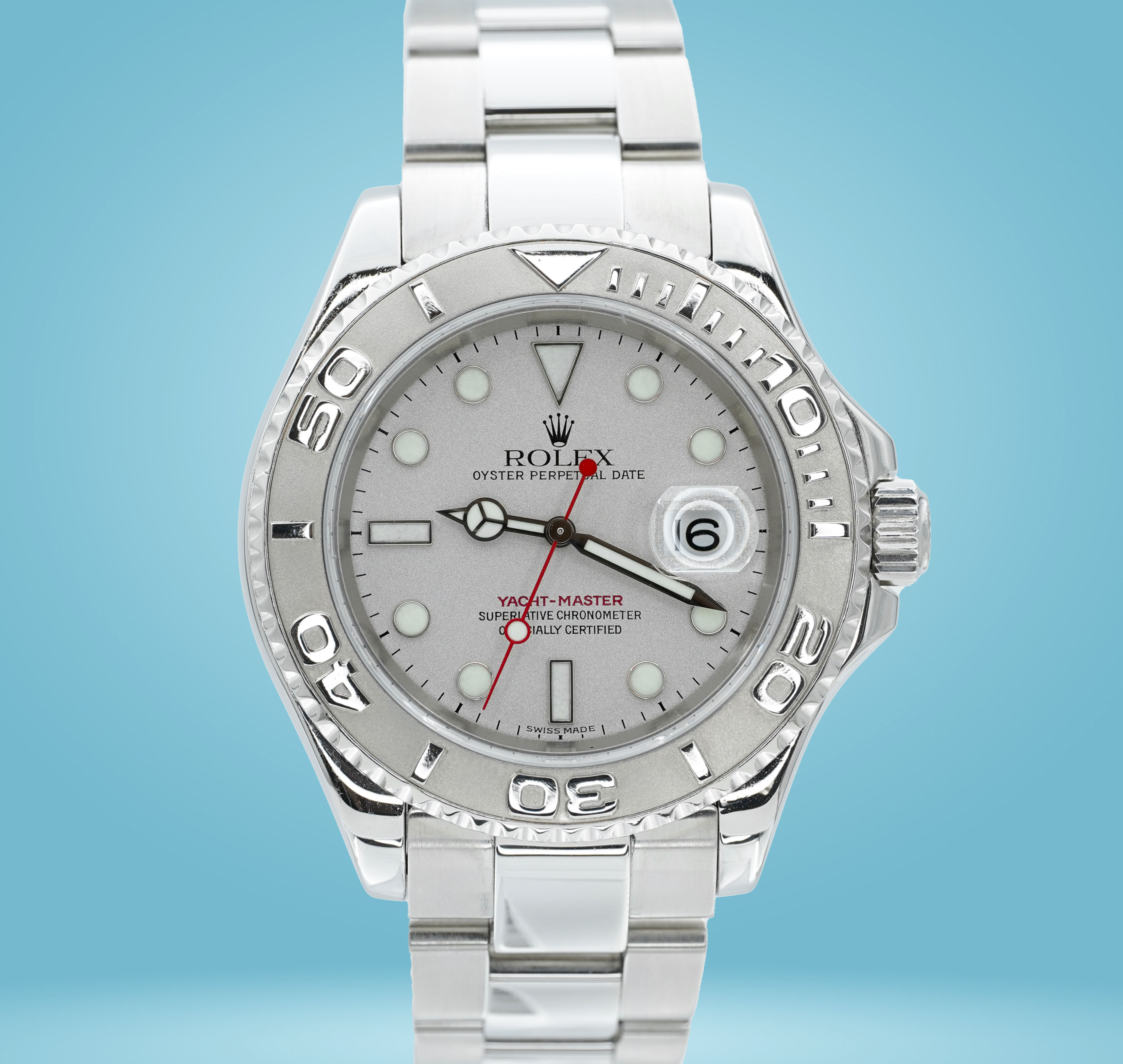 Rolex Yacht-Master 40mm 16622 Platinum Dial Stainless Steel BOXES/PAPERS